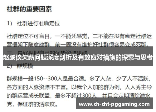 赵鹏谈欠薪问题深度剖析及有效应对措施的探索与思考
